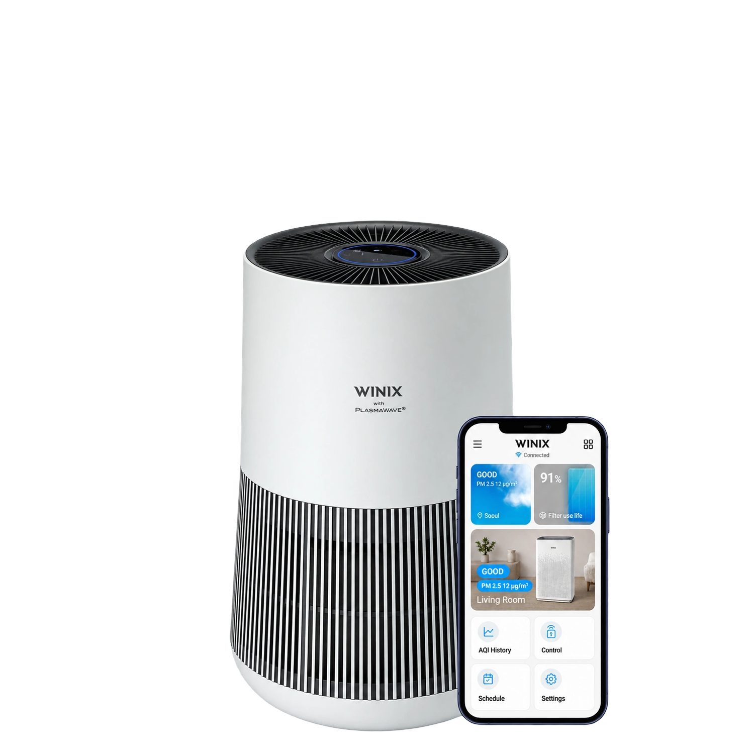 Luchtreiniger WINIX T500 met wifi mobiel besturen telefoon smart reiniger
